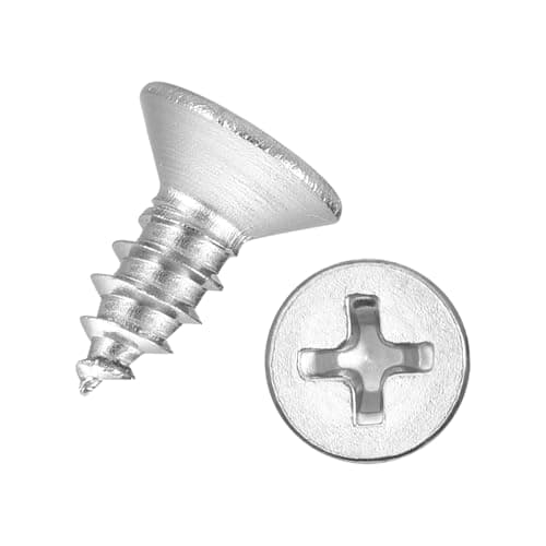 Image of Kozelo 100pcs Phillips Flat Head Wood Screws - [ST4x10mm] 304 Stainless Steel Countersunk Self Tapping Screws for Furniture Assembly, Interior Trim, Outdoor Construction, Silver