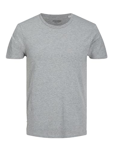 Image of Jack and Jones Basic O-Neck Short Sleeve Men's T-Shirt Light Grey Melange Large