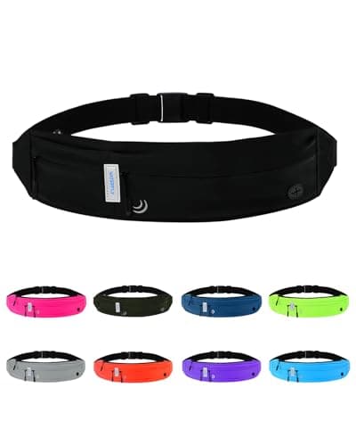 Image of Waterfly Running Belt Bum Bag: Runner Marathon Jogging Waist Pack Sport Workout Exercise Fitness Phone Holder Bag for Men Women Jogger Slim Waistband