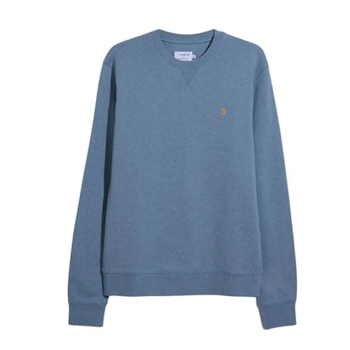 Image of Farah Men's Tim Crew Sweatshirt, L, Blue Tide Marl