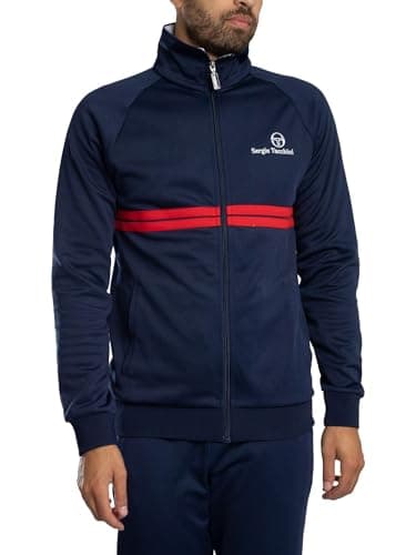 Image of Sergio Tacchini Men's New Dallas Track Jacket, Maritime Blue/White/Adrenaline Rush, XL