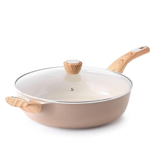 Image of SENSARTE Ceramic Nonstick Frying Pan Skillet with Lid, 30cm Large Deep Frying Pan, 4.7L Saute Pan, Induction Pan, Healthy Non Toxic Cooking Pan with Helper Handle