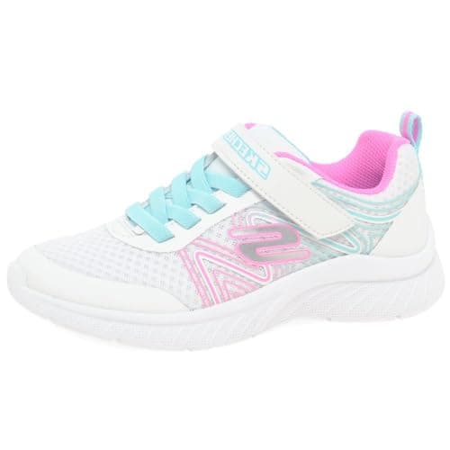 Image of Skechers Girl's Microspec Plus Swirl Sweet Sneakers, White Synthetic/Multi Trim, 11 UK Child