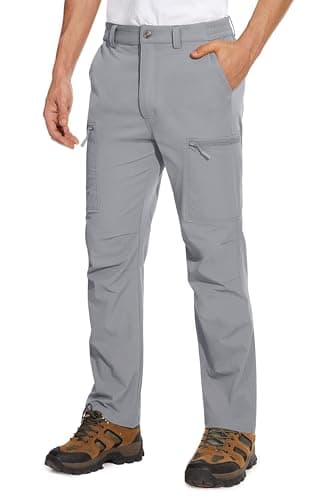 Image of MAGCOMSEN Men's Breathable Trousers Sports Trousers Adjustable Waist Walking Bottoms Light Grey