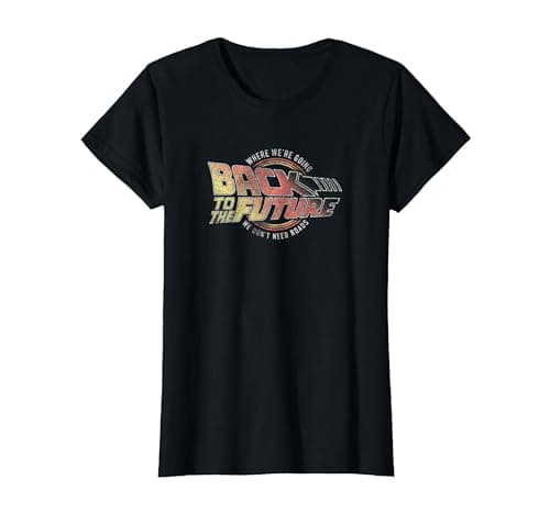Image of Back to The Future Distressed Roads Logo T-Shirt, Women, Black, XX-Large