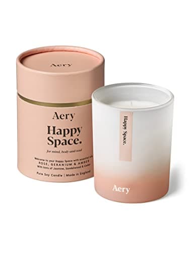 Image of Aery Aromatherapy Candle, Happy Space, White, Pink, One size, 200g