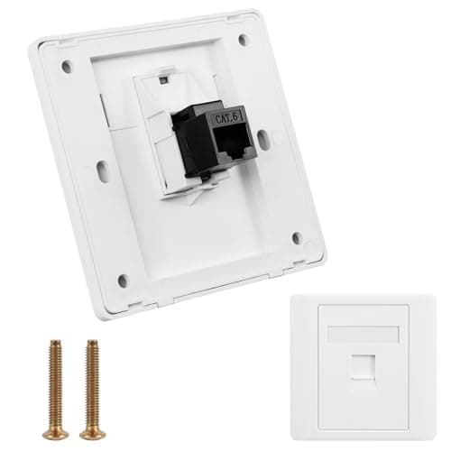 Image of OFFCUP CAT6 Gigabit Network Socket, Single Port RJ45 Wall Sockets, CAT6 Ethernet Faceplate with Keystone Jack Modular for Ethernet Cable Installation, 86x86mm (1 Port)
