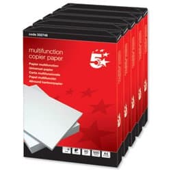 Image of Brand New. 5 Star Copier Paper Multifunctional Ream-Wrapped 80gsm A4 White [5 x 500 Sheets]