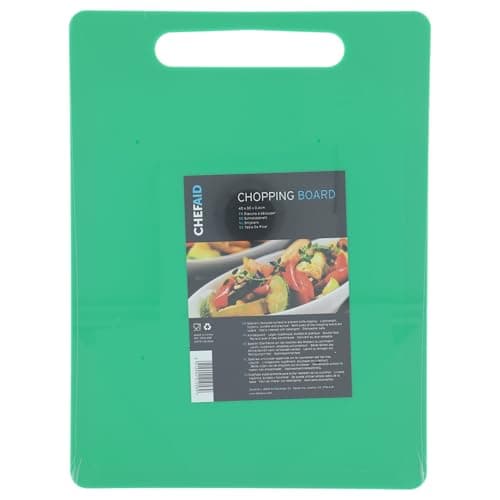 Image of Chef Aid Large Green Poly Chopping Board, Multipurpose Anti-Slip Surface, Easy Clean and Dishwasher Safe with Handle, 40 x 30cm, Other Colour Options Available