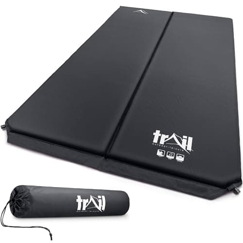 Image of Trail Self Inflating Camping Mat Double Inflatable Mattress With Carry Bag Black
