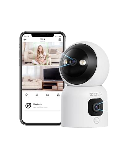 Image of ZOSI 2-in-1 WiFi CCTV Camera Indoor 2MP+2MP, 360° Dual-Lens Views Pan/Tilt Home Security Baby/Elder/Pet Monitor with 2 Way Audio, Click/Gesture Call, Color Night Vision, Smart Detection, C528D4