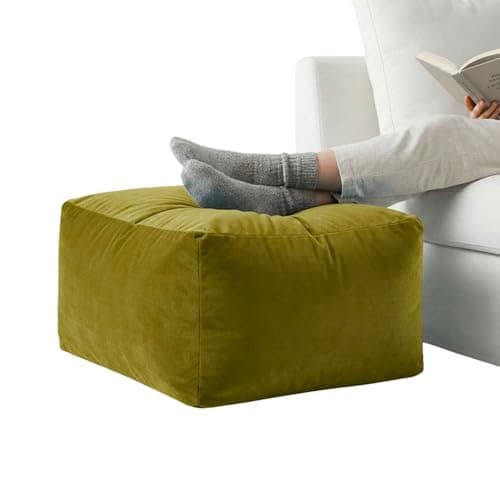 Image of Kosiproducts Velvet Beanbag Ottoman Rectangle Footstool Pouf Chair Pouffe Soft Plush Feel (Sage 60x40x30)