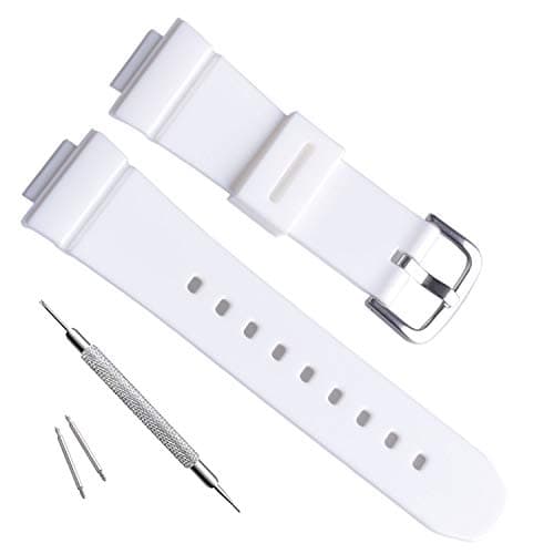 Image of Women's Waterproof Natural Resin Replacement Watch Band for Casio BA-110 BA-111 BA-112 BGA-110 Baby-G Analog-Digital BGA-130 (White)