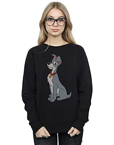 Image of Disney Women's Lady And The Tramp Spaghetti Heart Sweatshirt Black Medium