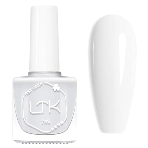 Image of White Nail Polish - Quick Dry Nail Polish - White Nail Varnish Non Gel Air Drying Fast - Long Lasting Nail Varnish for All Seasons - 7 ml Regular Nail Lacquer Glossy Finish Nail Art Manicure DIY Home