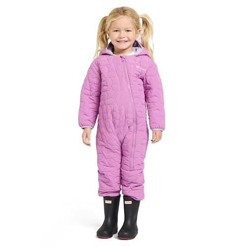 Image of The Edge Kids’ Star Snowsuit with Hood & Fleece Lining, Water Repellent, Insulated & Lightweight All-in-one Overalls for Girls and Boys, Ideal for Winter & Cold Weather (Pink, 2-3 Years)