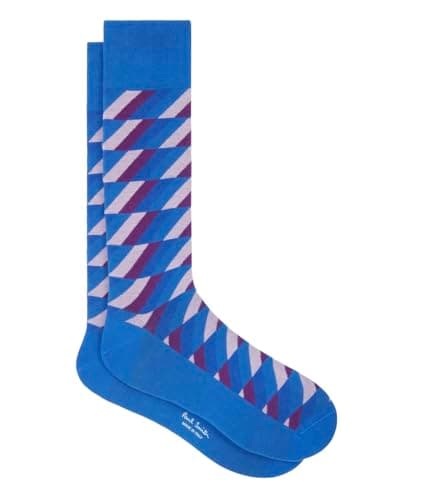 Image of Paul Smith Kent Zig Zag Socks. Blue, Purple and Lilac. One Size