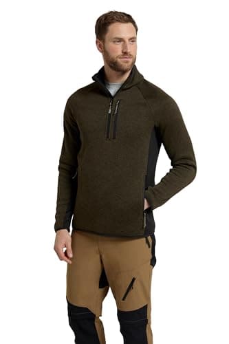 Image of Mountain Warehouse Mens Half-Zip Fleece - Anti-pill, Stretch Panels Sweatshirt - Best for Spring Summer, Camping, Outdoors, Travelling & Hiking Khaki (Half Zip) XL