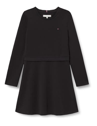 Image of Tommy Hilfiger Girl's Punto Skater Dress LS KG0KG08934 Flare Dress, Black (Black), 3 Years