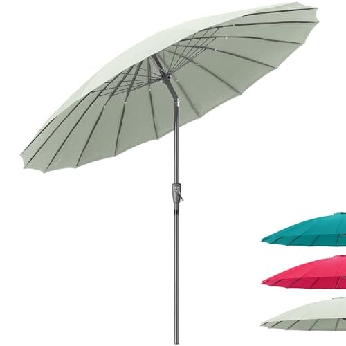 Image of CHRISTOW Shanghai Parasol Garden Umbrella Adjustable Tilting Sun Shade with UV Protection and Crank 2m (Sage Green)