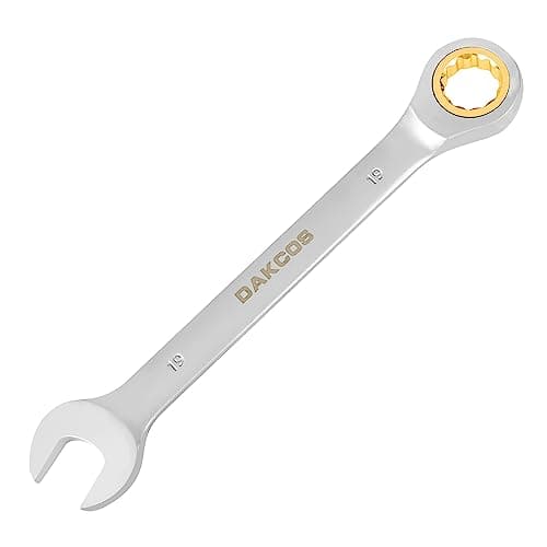 Image of DAKCOS Fixed Head Ratchet Spanner 19mm Ratcheting Combination Wrench Chrome Vanadium Steel