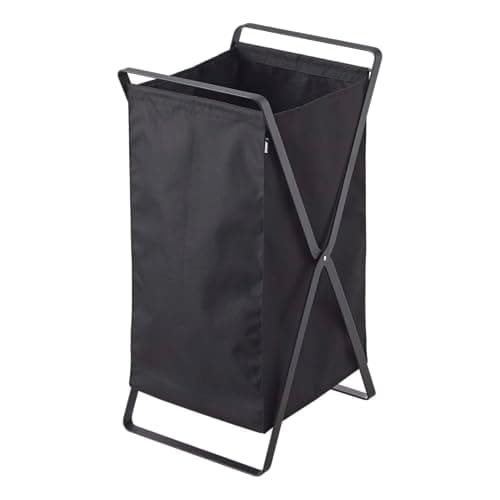 Image of Yamazaki 2485 TOWER Laundry Basket, black, Steel/Polyester/Polypropylene, Minimalist, 30 x 36 x 64 cm