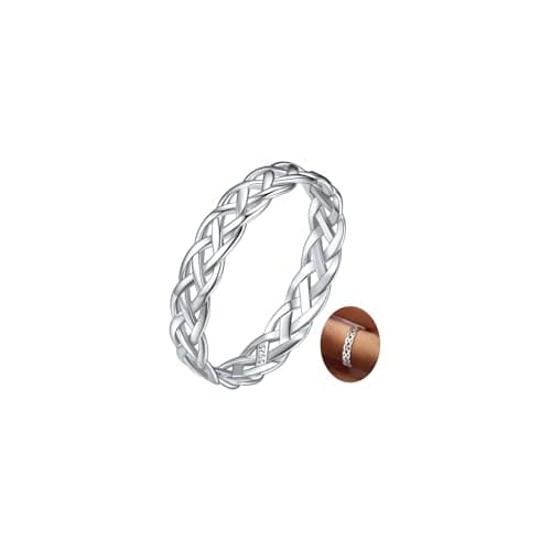 Image of FaithHeart Sterling Silver Thumb Ring 925 Silver Celtic Knot Wedding Engagement Band Minimal Classy Irish Ring for Women Size Y
