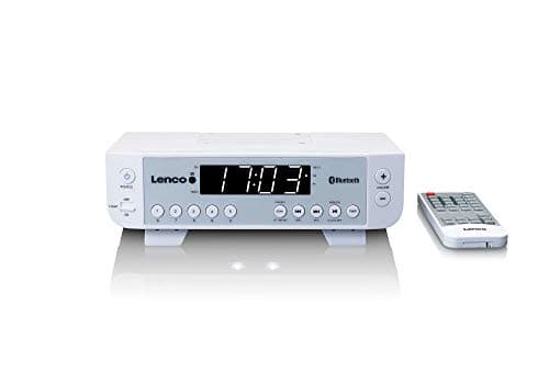 Image of Lenco KCR-100 - Kitchen Radio - Built-in Radio with Bluetooth - FM PLL Receiver - 5-Station Memory - LED Lighting - 2 x 1 Watt RMS - Clock with Timer Function - Remote Control - White