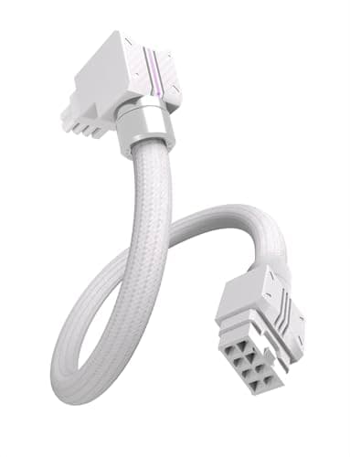 Image of EZDIY-FAB UNIFAS ARGB 8-Pin GPU Extension Cable,16AWG 90° Right-Angle PCIe PSU Power Extension, 5V 3-Pin RGB Sync,Unified Cable Design,Single 8-Pin Only,White-RVS