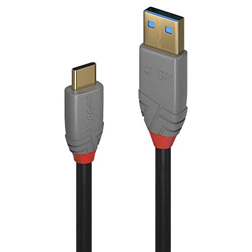 Image of Lindy 0.5m USB C to USB A 3.2 Gen 2 Cable, 10Gbps, 100W 5A, PD, Fast Charging Data Cord for USB C, External SSD, MacBook Pro, iPad, iPhone 15