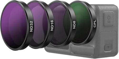 Image of TELESIN 4-Pack CPL&ND Filter Set for DJI Osmo Action 5 Pro/4/3 - Snap On CPL, ND8, ND16, ND32 Polarizing Neutral Density HD Filters, ​Protective lens for DJI Action 5 Pro/4/3 Accessories