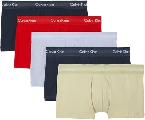 Image of Calvin Klein Men's Low Rise Trunk 5pk 000NB2734A Trunk, Multi (INK/MINT CRUSH/ADRENALINE RUSH/INK/), S