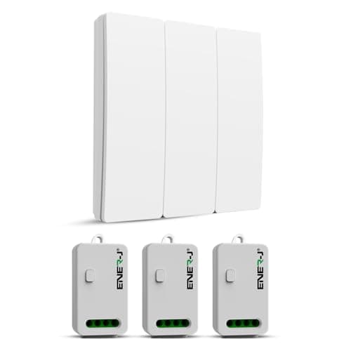 Image of ENERJ 3 Gang Wireless Kinetic Switch, White with 3 Non Dimmable 5A RF Receiver Eco Range