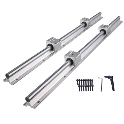 Image of TIQICIVINUI Linear Rail SBR16 1500mm 2PCS Linear Rail Guide with 4PCS SBR16UU Carriage Bearing Blocks for Automated Machines DIY Project CNC Router Machines