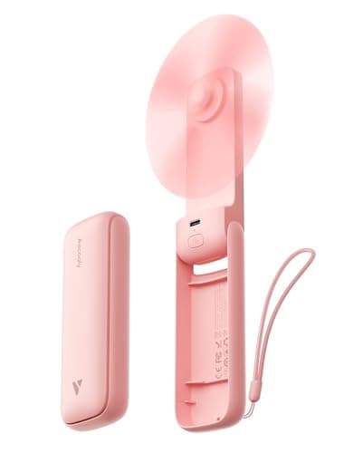 Image of Aecooly Slim Handheld Fan, Thin Portable Fan, USB Rechargeable Mini Personal [24H Max Cooling Time], Battery Powered Small Foldable Pocket for Travel, Summer, Gifts for Women, Girls -Pink