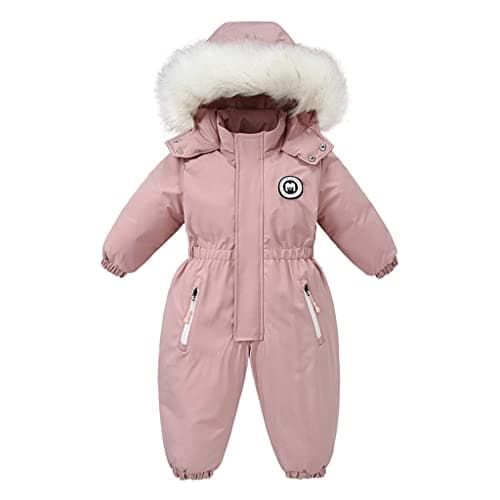 Image of Baby Girls' Snowsuits Kids Waterproof Romper Ski Jackets Suit Boys Fleece Coat Windproof Outwear Pink 3-4 Years