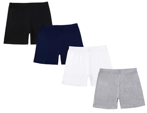 Image of CHUNG Girls Biker Shorts Cotton Toddlers Cartwheel Dance Yoga Play Under Dress Skirt School Uniform Basic Underpants 4 Pack,Navy,120,3-4Y