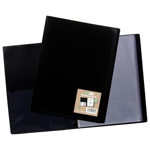 Image of eco-eco A4 100% Recycled 10 Pocket Black Flexible Cover Portfolio Book Folder Display Book, eco160