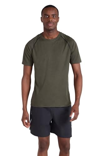 Image of Mountain Warehouse Aero II Mens Short Sleeve Top - T-Shirt, Lightweight Tee Shirt, Breathable Top - for Spring Summer, Gym, Sports, Outdoor Dark Khaki XL