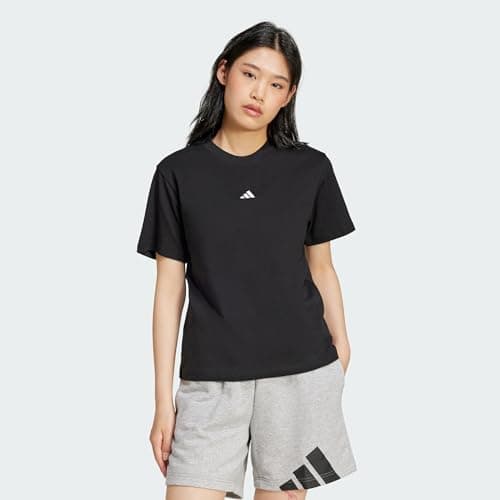 Image of adidas Women's Essentials Small Logo Cotton T-Shirt, Black/White, M