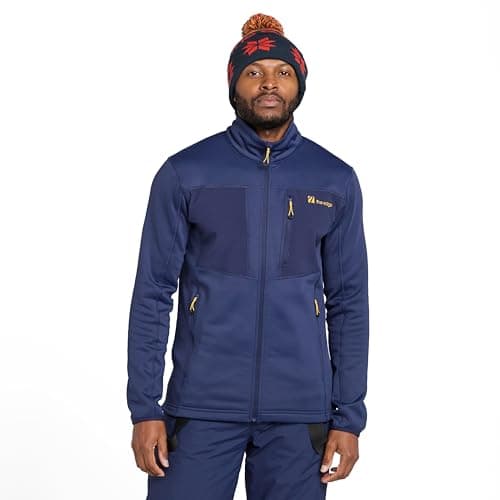 Image of The Edge Men's Cypress Half Zip Fleece, Polyester Blend, 250g Midweight, Slim Fit, Breathable Winter Mid-Layer, Flatlock Seams, Chest Pocket (UK, Alpha, XL, Regular, Regular, Navy)