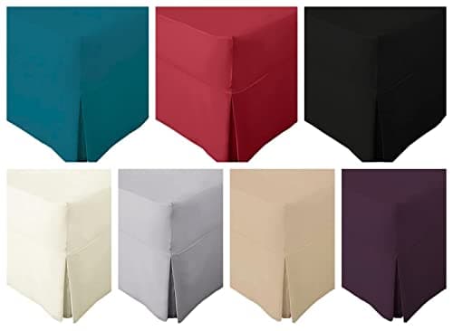 Image of Extra Deep Pleated Valance Fitted Sheet King Size 180 Thread Count Polycotton Non Iron Percale Bed Sheets with 10" Box and 16" Frill (Latte)