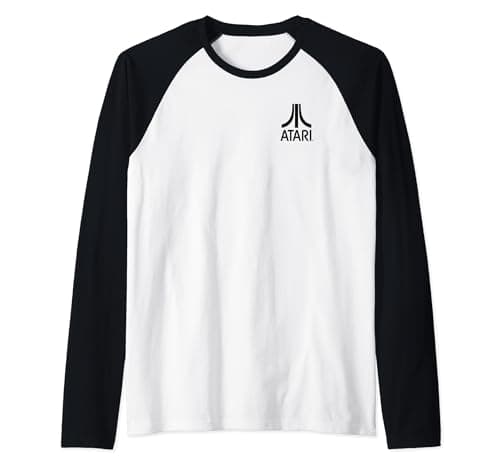 Image of Atari Vintage Gaming Logo Black Retro Arcade Fun Graphic Raglan Baseball Tee
