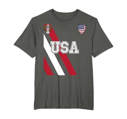 Image of American Soccer Jersey USA Flag Football Ball July 4 Travel T-Shirt