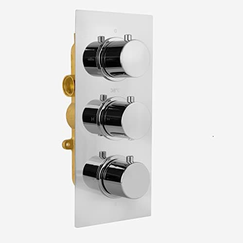 Image of 3 Dial 2 Outlet Concealed Thermostatic Shower - Round- Refined Valve
