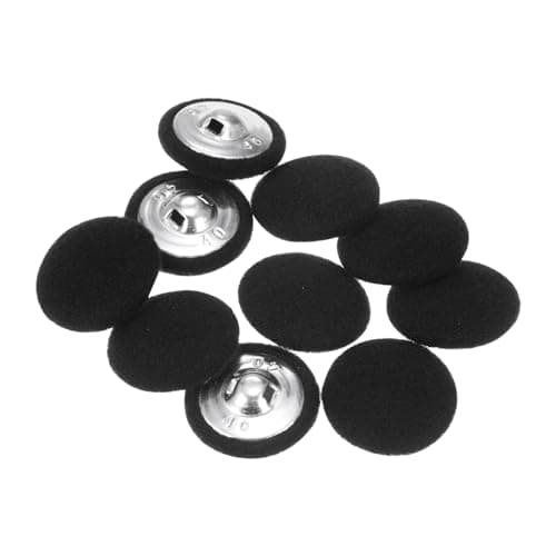 Image of sourcing map 10pcs 40L Fabric Cloth Covered Button 25mm Round Holes Metal Shank Sewing Buttons for Suits Dress Blouses, Black