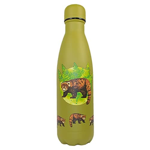 Image of NatureVac - Red Panda 500ml Insulated Water Bottle from Deluxebase. Green Stainless Steel Thermal Flask for Gym, Office, Travel - Double Wall Vacuum, Leak Proof & BPA-Free - Cold for 24h/Hot 12h