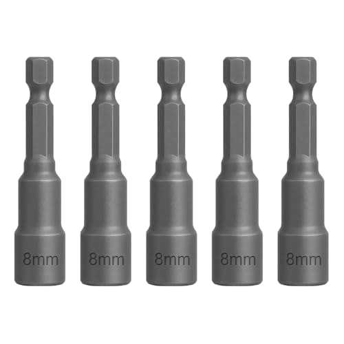 Image of 5 PCS 8mm Nut Driver, 8mm Hex Bit Impact Drive Socket Set, Magnetic Allen Key Drill Bits, Chrome Vanadium Steel, 1/4" Shank for DIY Woodworking Machine Repairs, Compatible with Impact Drivers Ratchets