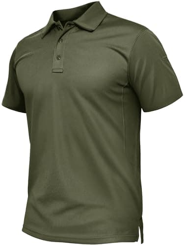 Image of TACVASEN Golf Polo Shirts for Men Quick Dry Polo Tops Short Sleeve Casual Polo Tee Shirts Lightweight Golf T-Shirt Army Green,L
