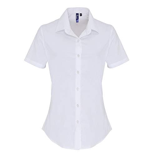 Image of Premier Womens/Ladies Stretch Fit Poplin Short Sleeve Blouse (M) (White)